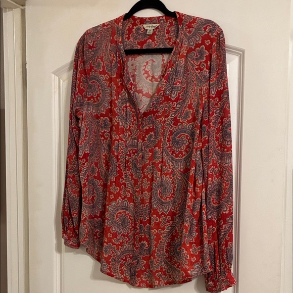 Lucky Brand Tops - Lucky Brand Red Paisley Blouse - M